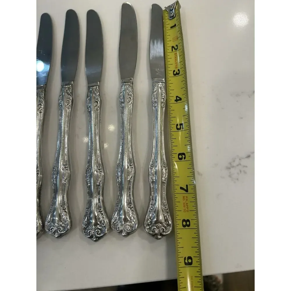 Lot of 7 Modern Hollow Dinner Knives Silverplate 8